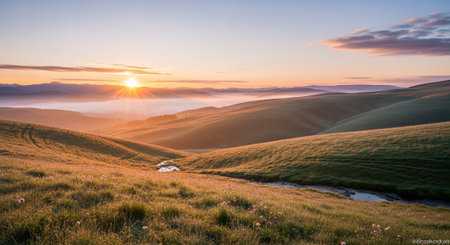 Beautiful sunrise in the mountains.