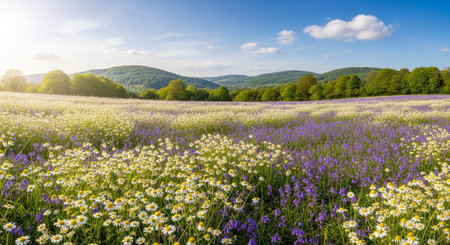 Meadow of daisies and chamomiles.