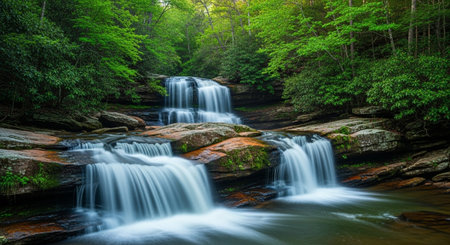 Beautiful waterfall in the forest. Long exposure photo of a waterfall