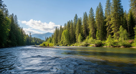 Mountain river in the forest. Altai, Siberia, Russiaの写真素材