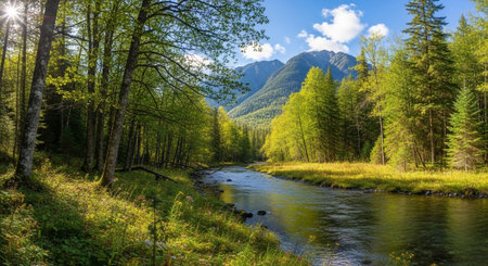 Landscape with a mountain river in the Altai Republic, Russia