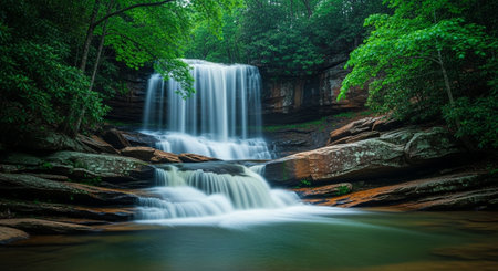 Beautiful waterfall in deep forest. Waterfall in deep forest.