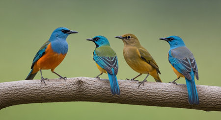 Group of Blue-bellied Sunbird (Cyornis cyornis)の写真素材