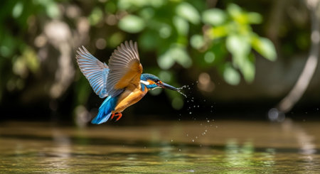 Common Kingfisher (Alcedo atthis) in flightの写真素材