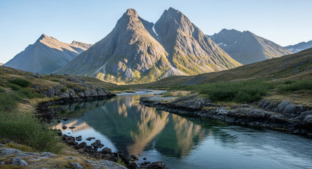 Panoramic view of Lofoten islands, Norway.の写真素材