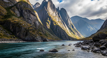 Panorama of the Lofoten islands in Norway, Scandinaviaの写真素材