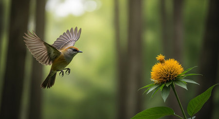closeup shot of a white-throated flycatcher in natureの写真素材