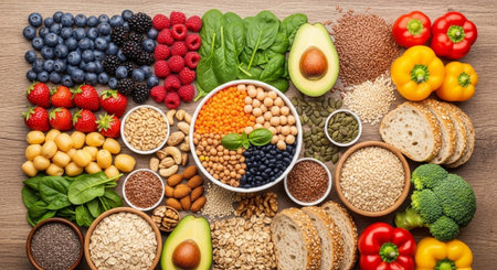 Healthy food high in fiber, natural sources of minerals, healthy lifestyle and nutrition