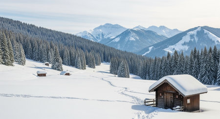 Beautiful winter landscape in the mountains.