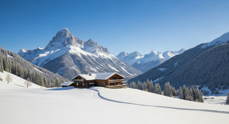 Winter in the swiss alps (Braies, Switzerland)