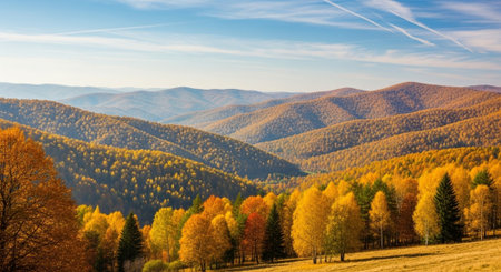 Colorful autumn landscape in the Carpathian mountains, Ukraine.