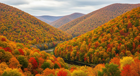 Autumn forest in the mountains. Colorful forest in autumn.の写真素材