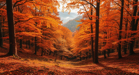Autumn forest in the mountains. Colorful forest in autumn.