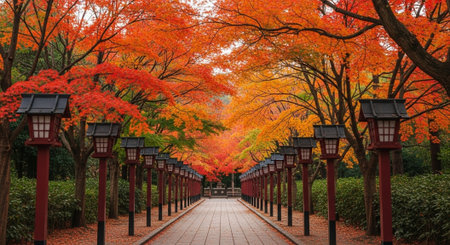 Autumn leaves in the park at kyoto, japanの写真素材