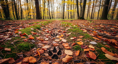 Fallen leaves on the ground in the autumn forest. Autumn landscape.