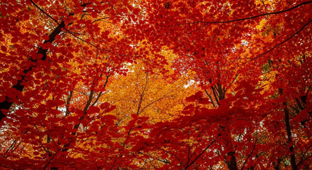 Beautiful autumn landscape in the forest. Colorful trees in autumn.