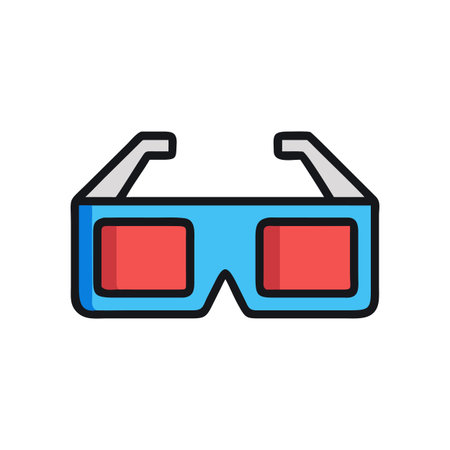 Vector illustration of 3D glasses with red lenses on black background.のイラスト素材