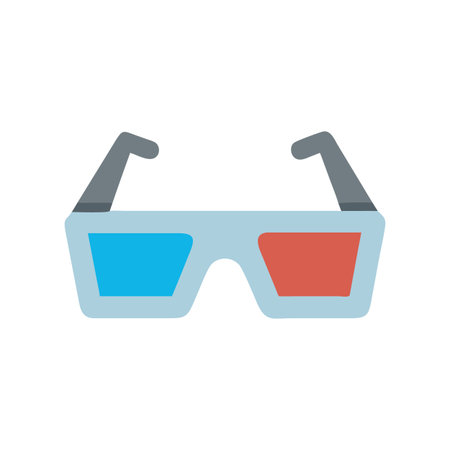 Flat vector 3D glasses with red and blue lenses on black backgroundのイラスト素材