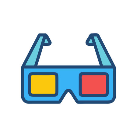 Retro style 3D glasses with color lenses on a black backgroundのイラスト素材