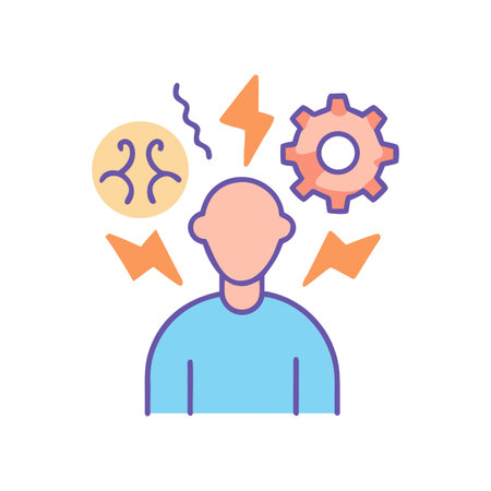 Conceptual illustration representing mental overload, stress, anxiety, and problem-solving difficultiesのイラスト素材