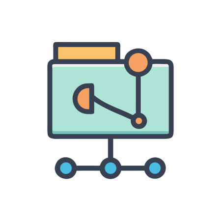 Connectivity file folder with chart diagram, flat vector file management illustrationのイラスト素材