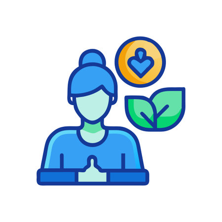 Iconic Illustration of Holistic Wellness featuring Yoga Pose, Heart Symbol, and Green Leavesのイラスト素材