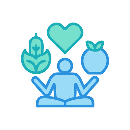 Person meditating with health icons illustrating balance and wellness conceptのイラスト素材