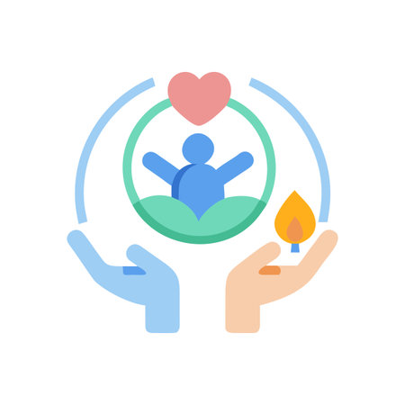 Icon depicting human well-being with care, love, support and safety symbolismのイラスト素材