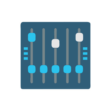 Illustration of an audio mixing board with sliders and controls against black backgroundのイラスト素材