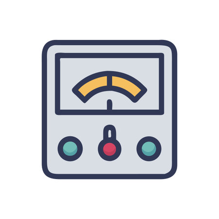 Retro gauge illustration in a playful cartoon style with rounded shapesのイラスト素材