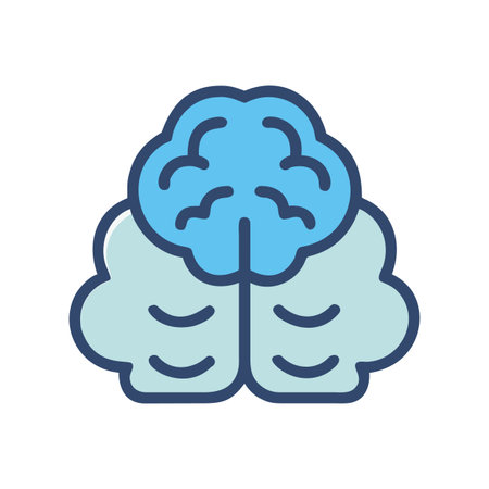 Creative Brain Icon Illustration on Black Background with Light Blue Accentのイラスト素材