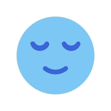 Light Blue Smiling Face Icon in Simple Flat Design on Black Backgroundのイラスト素材