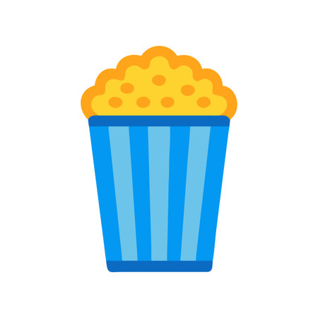 Stylized popcorn bucket filled with tasty popcorn snack ready for movie nightのイラスト素材