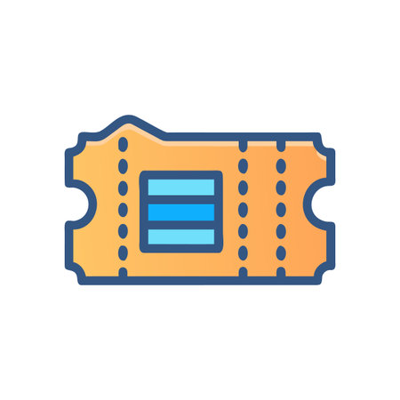 Stylish illustration of a ticket with perforated edges, presented on a black backgroundのイラスト素材