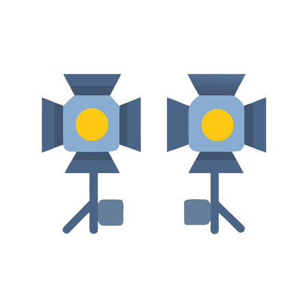 Studio lighting set up on stands with minimalist flat color designのイラスト素材