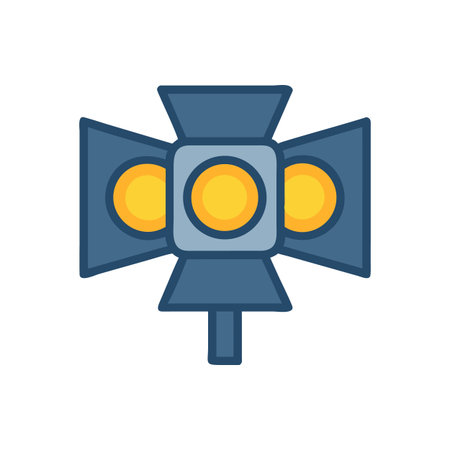 Isolated blue and yellow stage light for theater or film production isolated on blackのイラスト素材