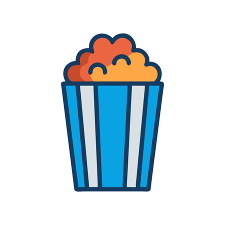 Stylized Popcorn Bucket Illustration with Retro Design on Black Backgroundのイラスト素材