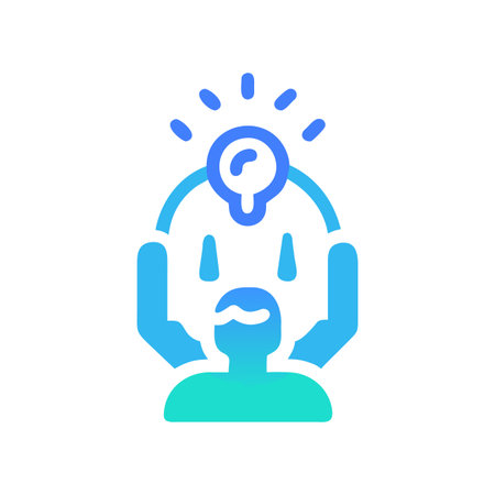 Icon illustration of a person with a bright idea, creative thinkingのイラスト素材