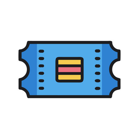 Single isolated cartoon style admission ticket for event with blue backgroundのイラスト素材