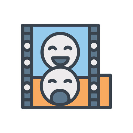 Film reel with happy and sad faces representing drama and comedyのイラスト素材