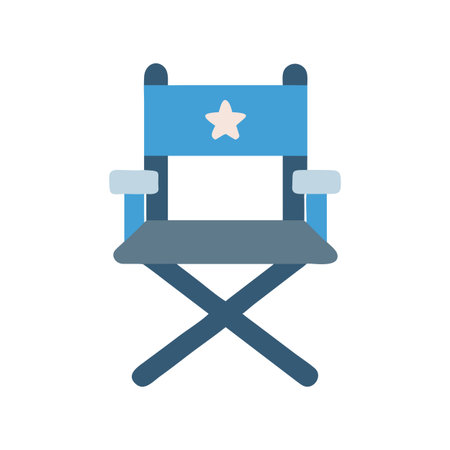 Director's chair vector graphic in blue tones isolated on black backgroundのイラスト素材