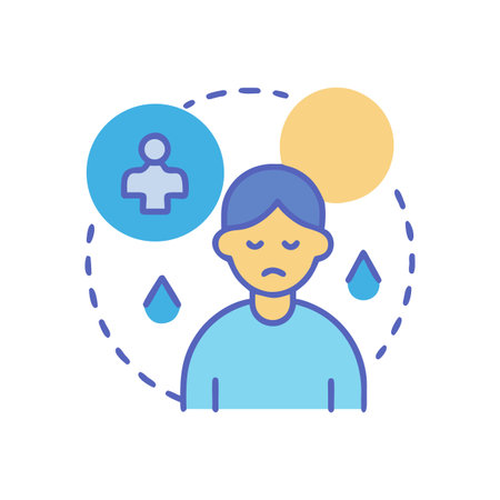 Depressed Individual Icon with Lost Connection, Tears, and Emotional Distress Representationのイラスト素材