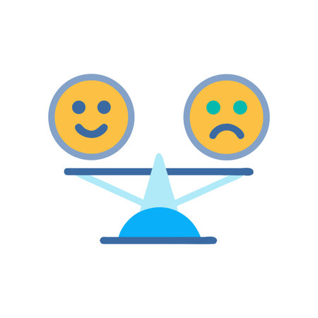 Balance of emotions scale with happy and sad faces showing emotional contrastのイラスト素材