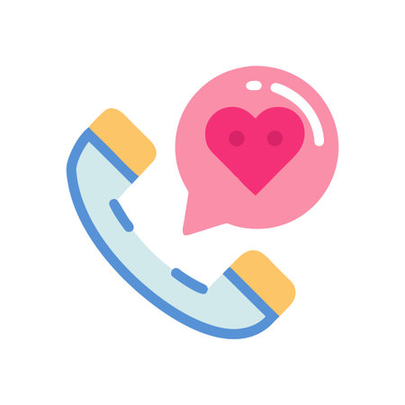 Vintage telephone receiver with heart speech bubble on a black backgroundのイラスト素材