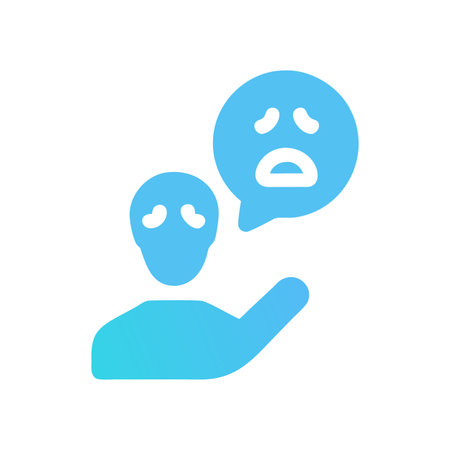 Iconographic illustration conveying mental health challenges and emotional distress in clean graphic styleのイラスト素材