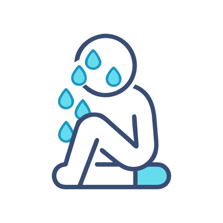 Icon of a crying figure representing sadness, depression, and emotional distressのイラスト素材