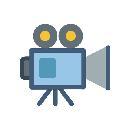 Vintage video camera illustration in flat style for film production projectsのイラスト素材