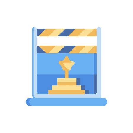 Minimalist Illustration of Award with Star on Pedestal in Flat Design Styleのイラスト素材
