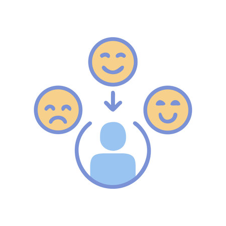 Icon representing emotional processing or change, featuring smiles and sad faceのイラスト素材