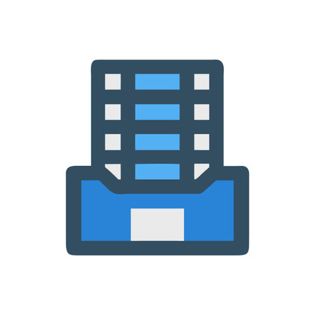 Stylized filing cabinet icon featuring blue tones and simple flat designのイラスト素材